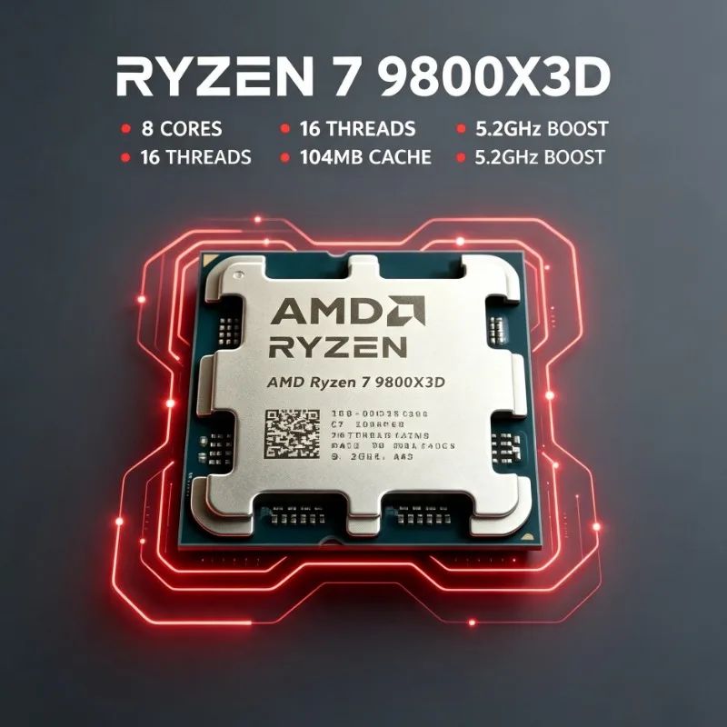 120W Low Power Gaming Tray CPU R7 9800X3D AMD 96MB L3 Cache Socket AM5 DDR5 4.7GHz Processor Without Cooler