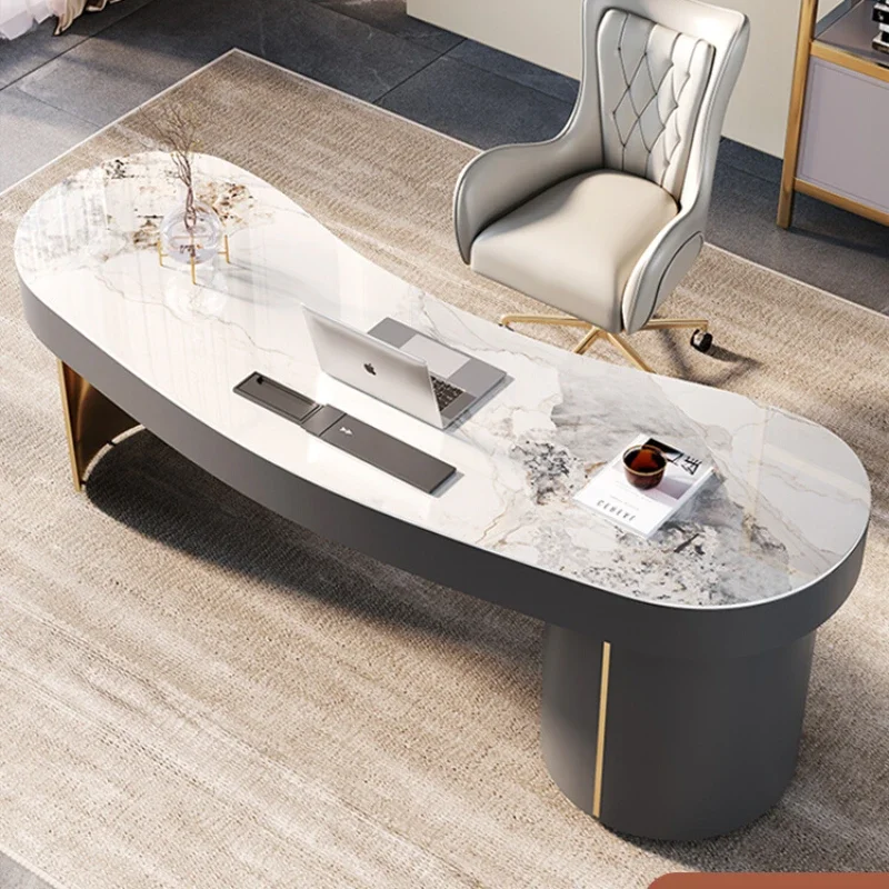 

Desk Modern Simple Home Study Desk Circular Arc Computer Desk Front Desk Reception Table