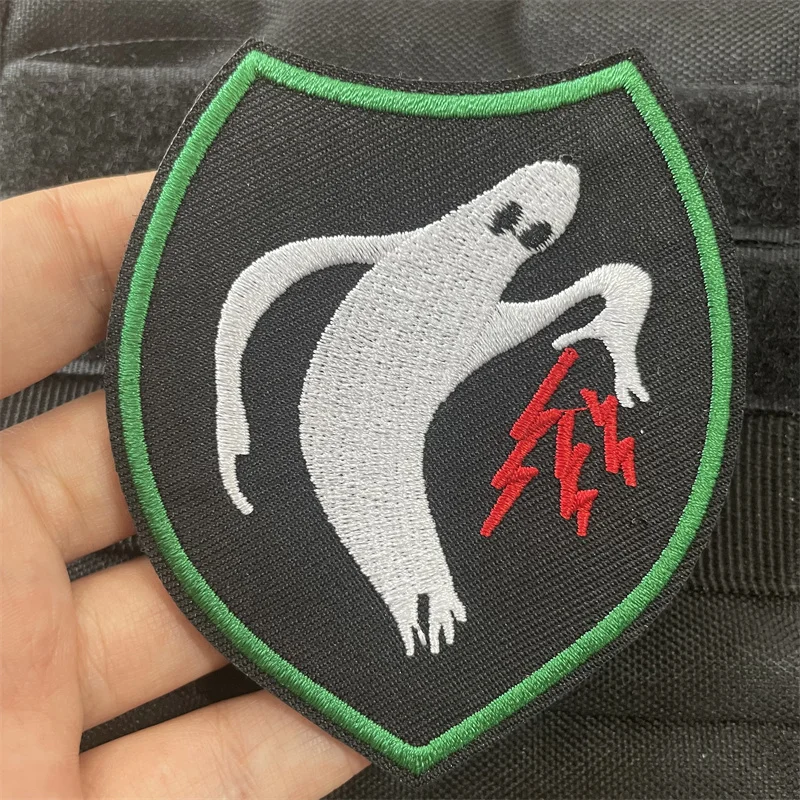 Lightning Ghost Army Death Sickle Embroided Patches Tactical Morale Badge Hook and Loop Miltary Armband Backpack Stickers