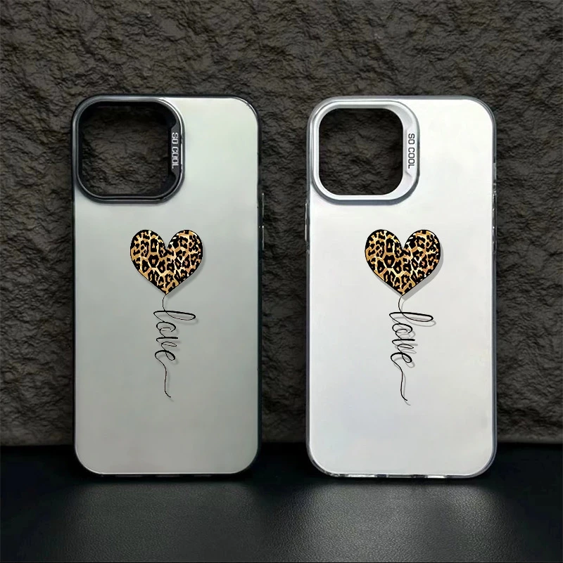 

Case For iPhone 16E 16 11 14 13 12 15 Pro Max XS XR X Leopard Love Balloon Pattern Phone Cover For iPhone 7 8 Plus SE 2022 Funda
