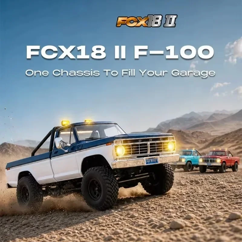 FMS 1/18 FCX18 II F-100 RC Crawler 4WD Brushed RTR Off-Road Pickup Truck 2.4G Remote Control Vehicle Hobby Scale Model Toy Gift