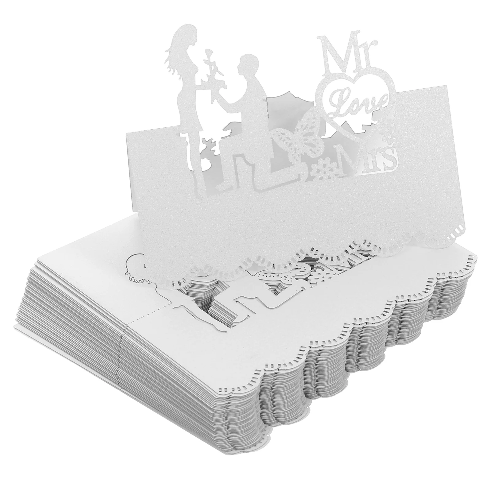 

50pcs Laser Cut Wedding Place Cards Hollow Flower Design Table Seat Holder For Name Decoration Guest Event Favor Printing