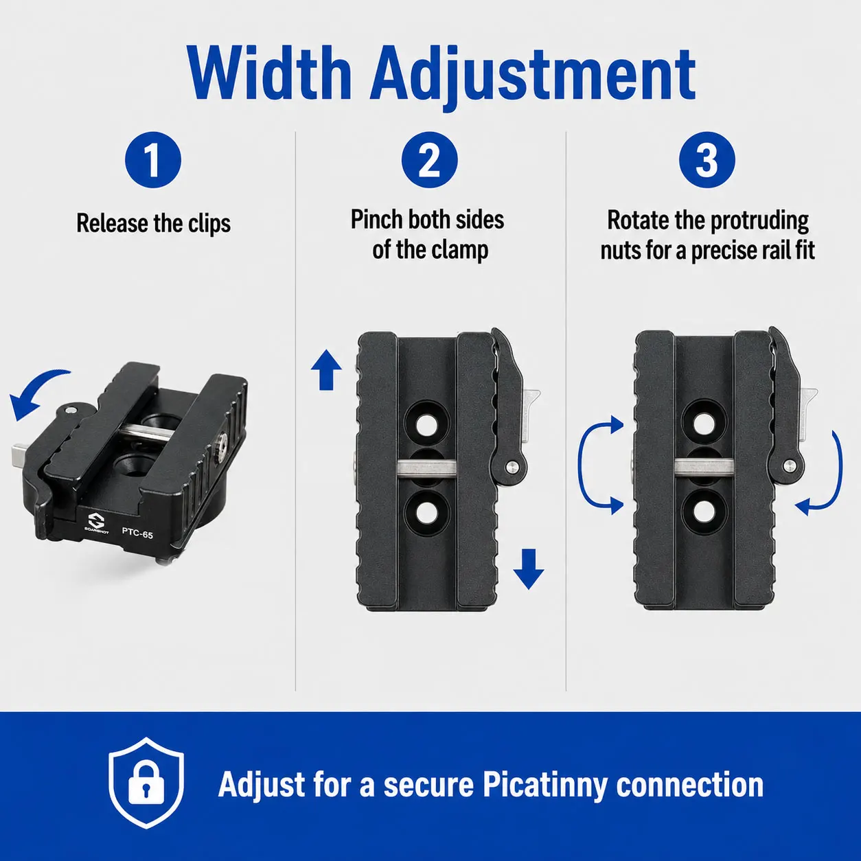 SOARSHOT PTC-65 Picatinny Arca Swiss Quick Release Plate Clamp Adapter ARMS 17S QD Sling Holes CNC Aluminum Tripod Mount - view 6
