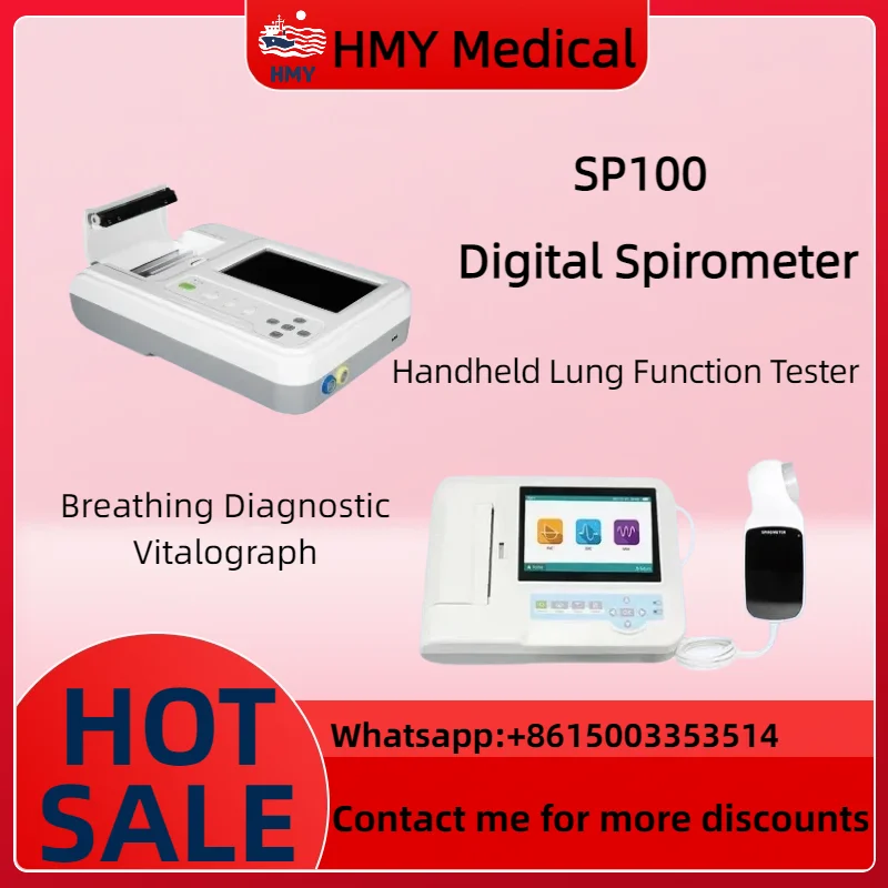 Contec SP100 Handheld Spirometer Lung Function Tester Respiratory Diagnostic Device (Supports FVC, VC, SVC, MVV)