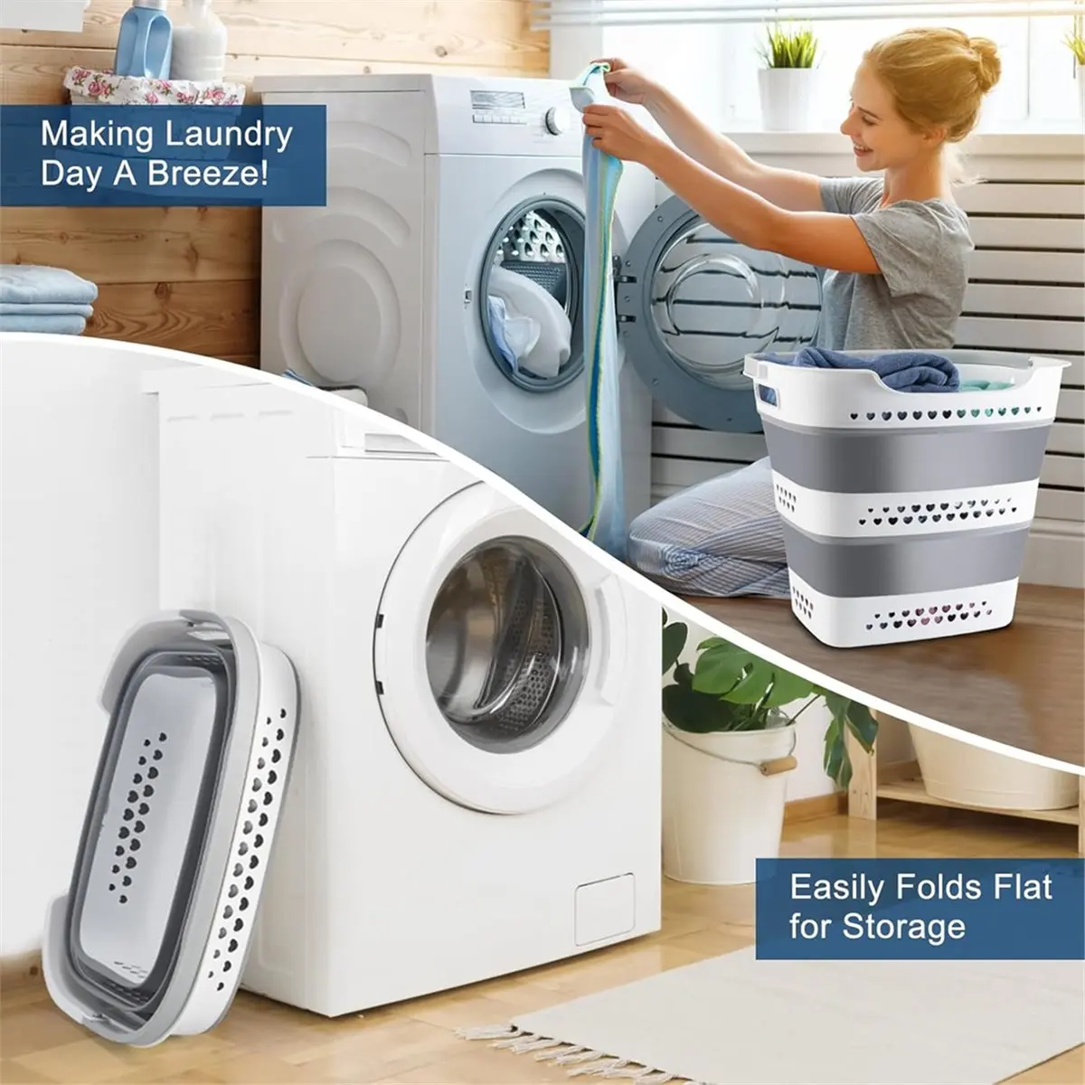 2026 Trend  Laundry Basket -Up with Comfort Handles Laundry Storage Basket Organizer Space Saving Dirty Clothe Hamper
