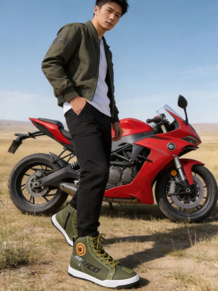 SCOYCO Motorcycle Shoes Breathable Anti-Slip Shockproof High Ankle Touring Racing Riding Boots for Men Women