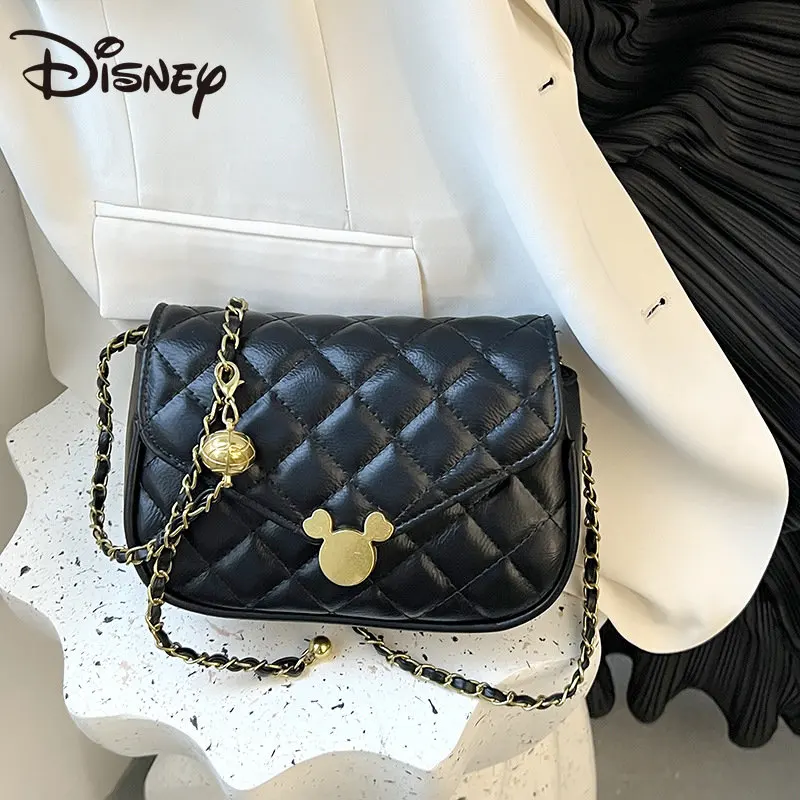 MINISO Disney Diamond Mickey Shoulder Slung Handbag In Autumn 2023 Joker Luxury Brand Square Bag  Mini Flap Bag  Lambskin Bag