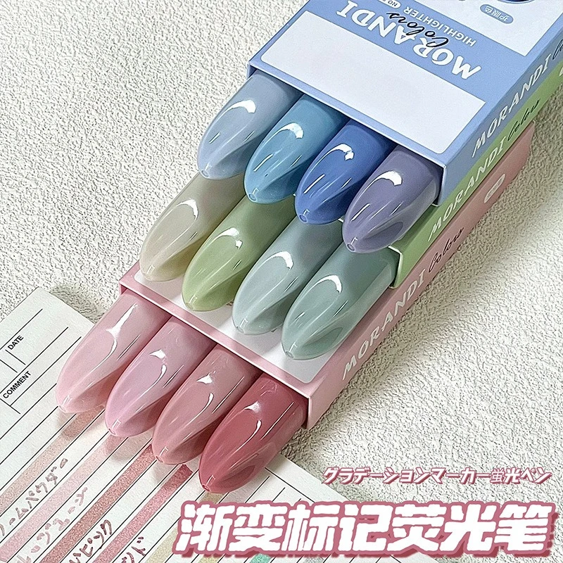 Single-tip Gradient Highlighter, Japanese-style, Three-color Marker Pen, Perfect for Students' Journals and Notes