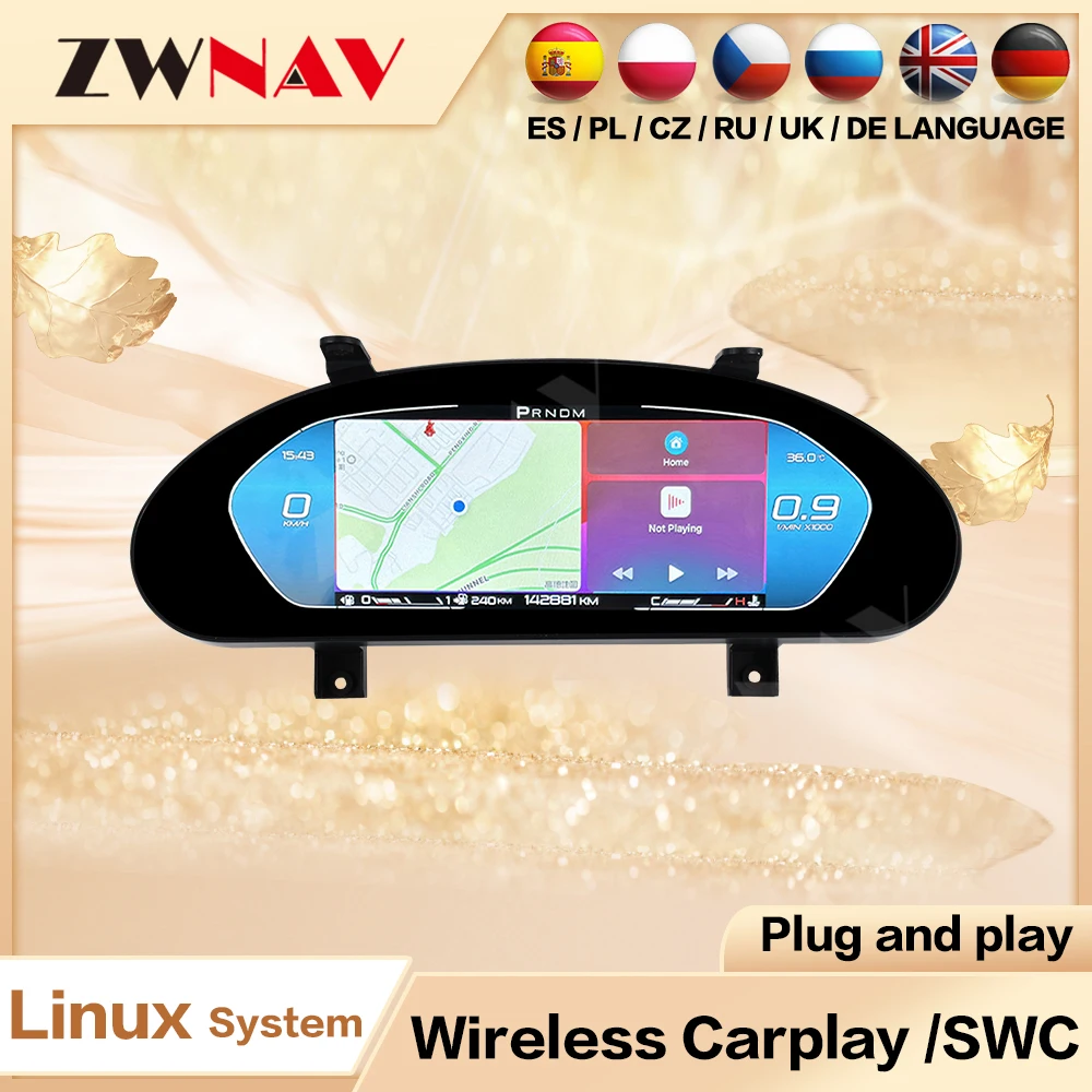 

Цифровая приборная панель ZWNAV с диагональю 12,3 дюйма для Maserati Granturismo GT 2007-2018, ЖК-панель приборной панели, система Plug and Play Linux