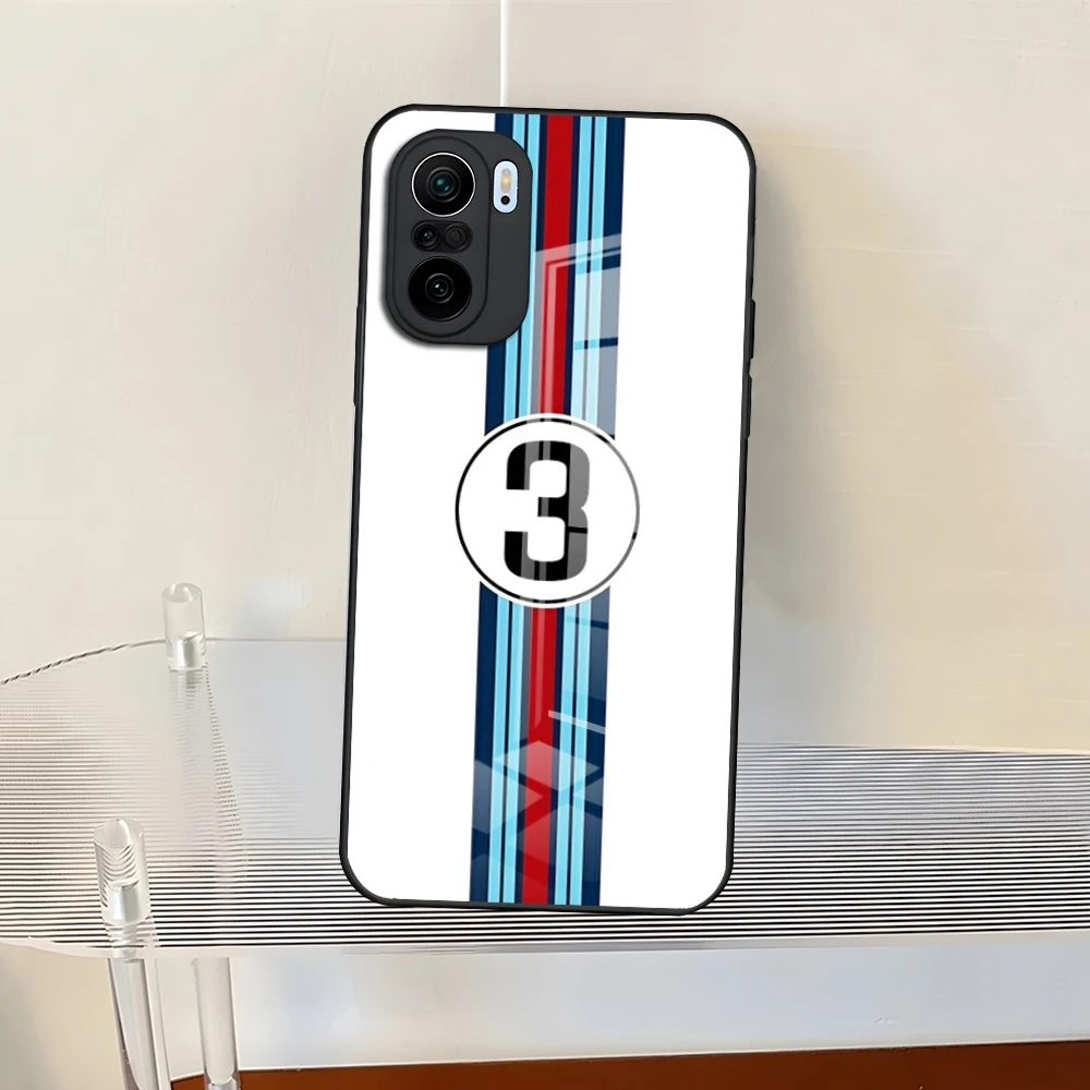 Martini Racing Horizontal Stripe Phone Case For Redmi 13 12 13c 12c Note 13 Pro Plus 11 12 Pro 10 12s 11s Glass Back Cover