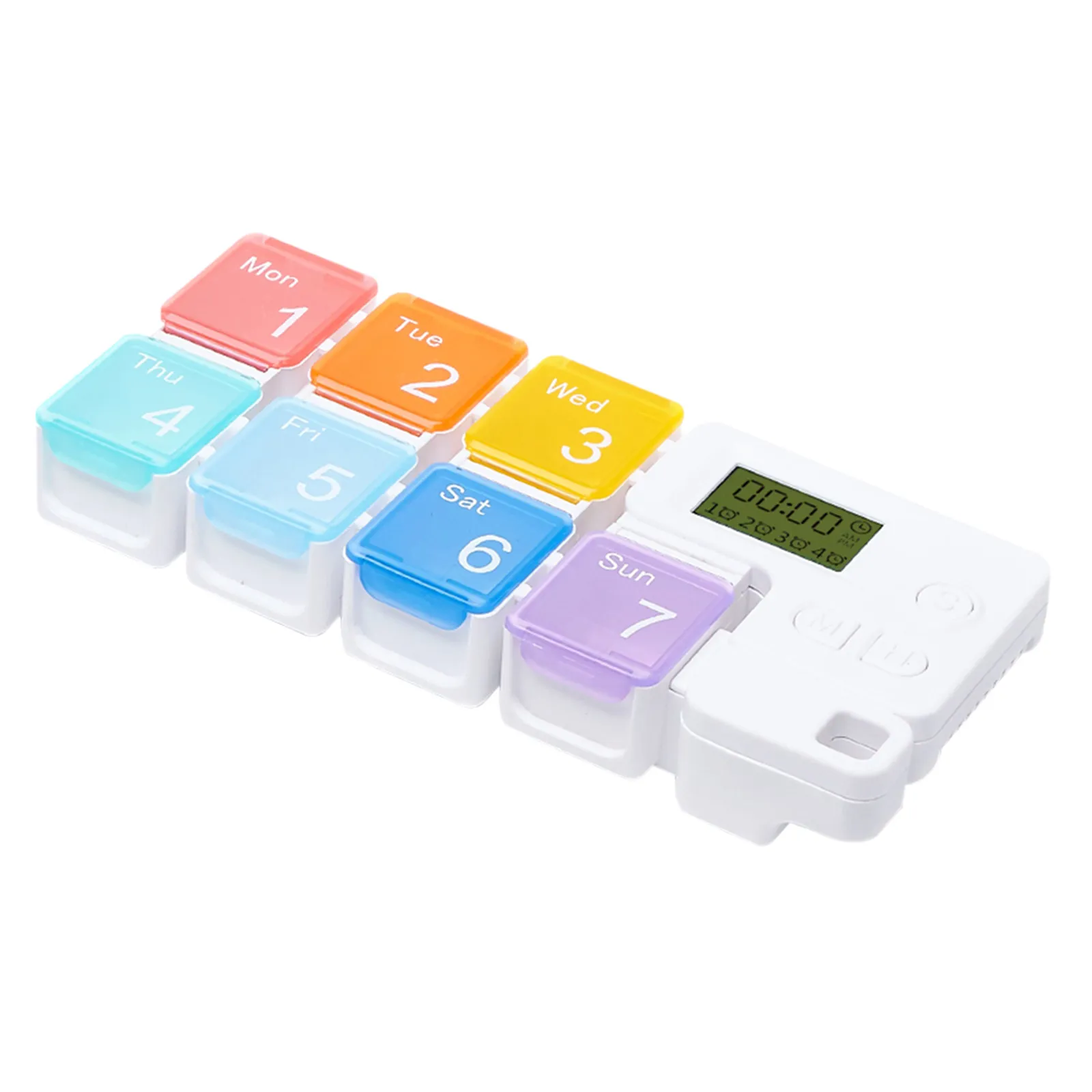 1Pcs Smart Pill Organizer Portable 7 Compartments Alarm Clock Medicine Storage Reminder Container Containers Organizer