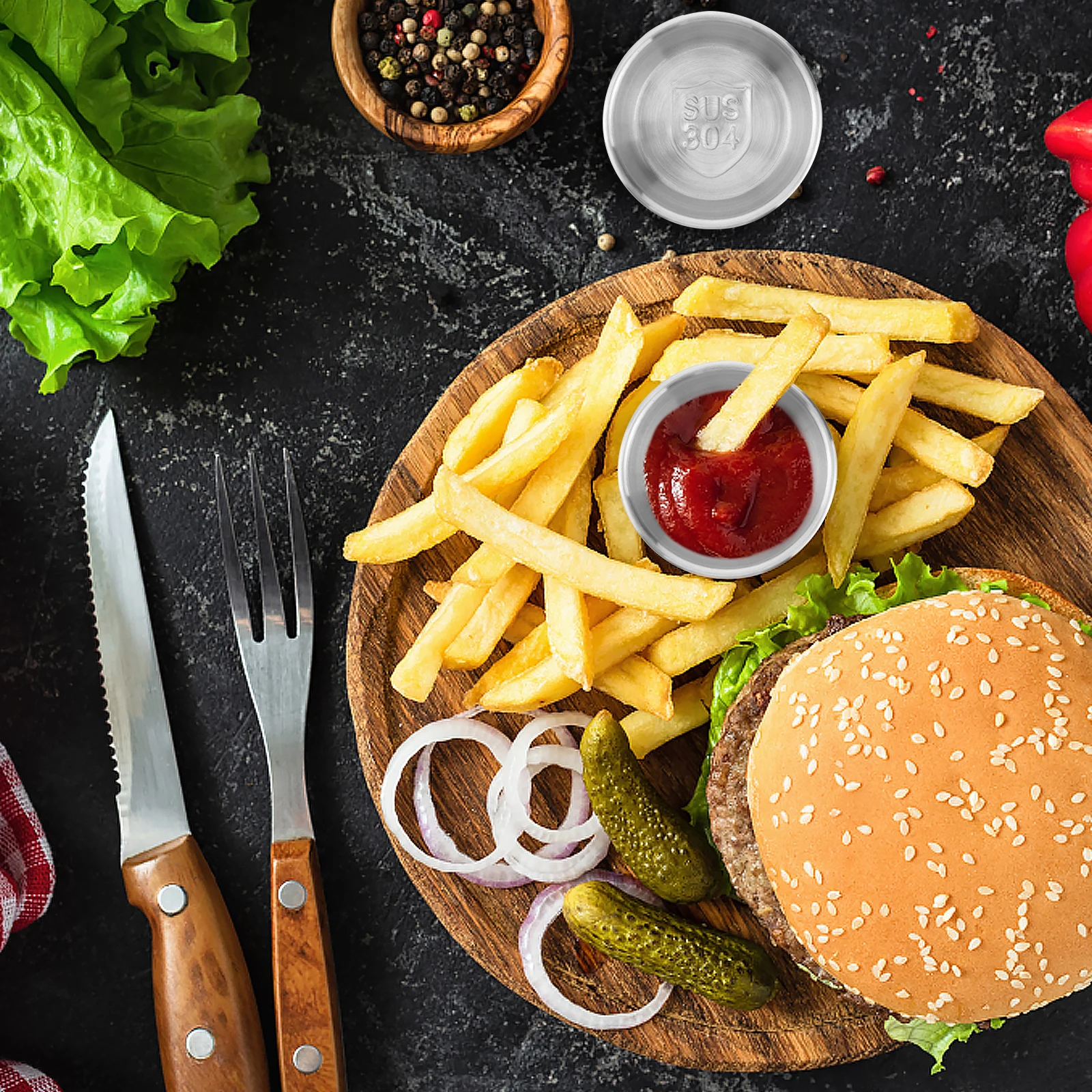 

12 Pcs Steel Sauce Cups Kitchen Seasoning Bowls Sauce Dipping Bowls Side Dish Non Toxic Friendly Containers