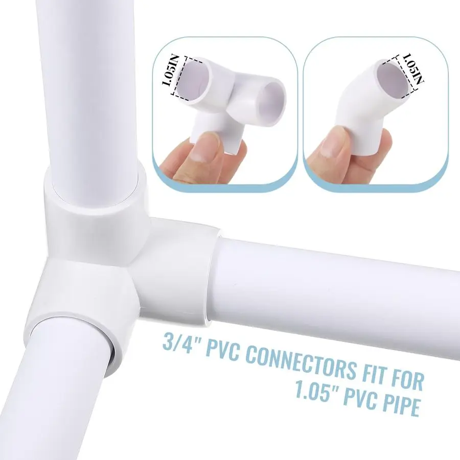 42 Pieces 3 4 Inch PVC Pipe Fittings Elbow Set Tent Connection Tee Heavy Duty PVC Elbow Fittings for Greenhouse Shed Pipe, Furni
