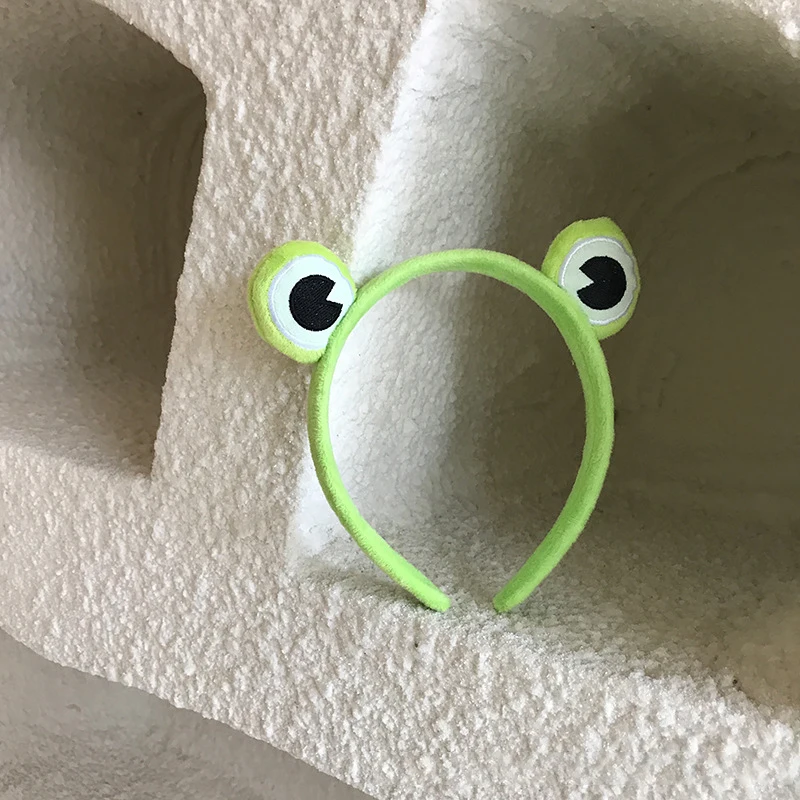 Funny Cartoon Green Frog Animal Ears Makeup Wide-brimmed Elastic Headbands for Women Cute Girls Hair Bands Casual Accessories image 3