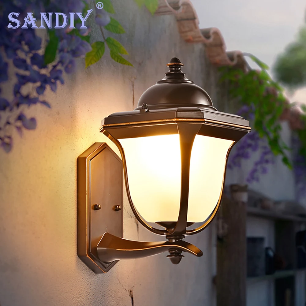 

SANDIY Outdoor Porch Light Retro Lamp Waterproof European Vintage Lighting for House Gate Patio Exterior Wall Sconce E27/E26 LED