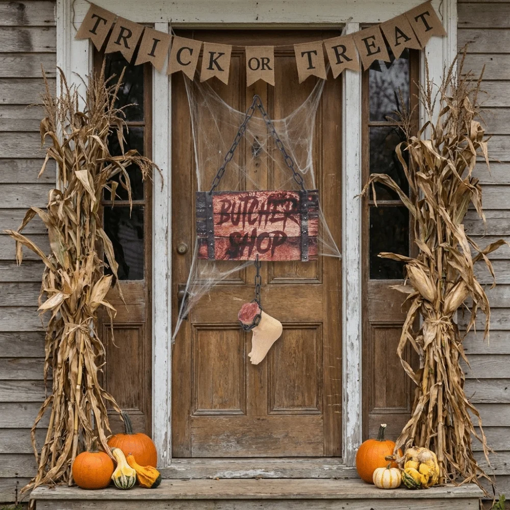 Simulated Red Stain Halloween Hanging Sign Lightweight Material Matte Color Printing Simulated Bloody Foot Shape