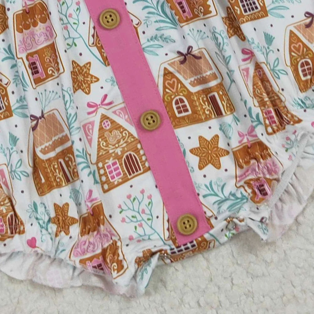 新生児カバーオールクリスマス秋女の赤ちゃん長袖ボタンロンパース子供フリルボディスーツ幼児幼児ハウススノーフレークバブル