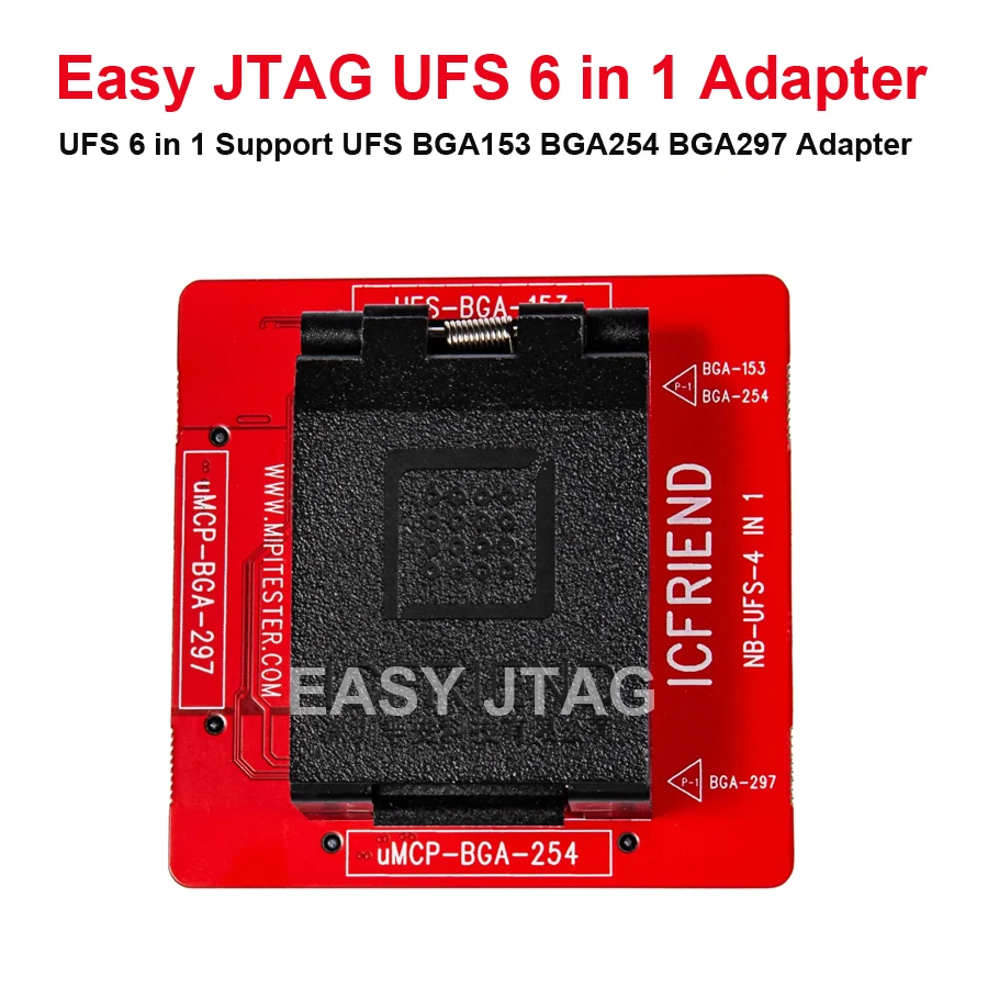 Easy Jtag ICFRIEND UFS 6 in 1 Support UFS BGA153 BGA254 BGA297 Socket Adapter ( with encryption chip ) with z3x easy jtag plus