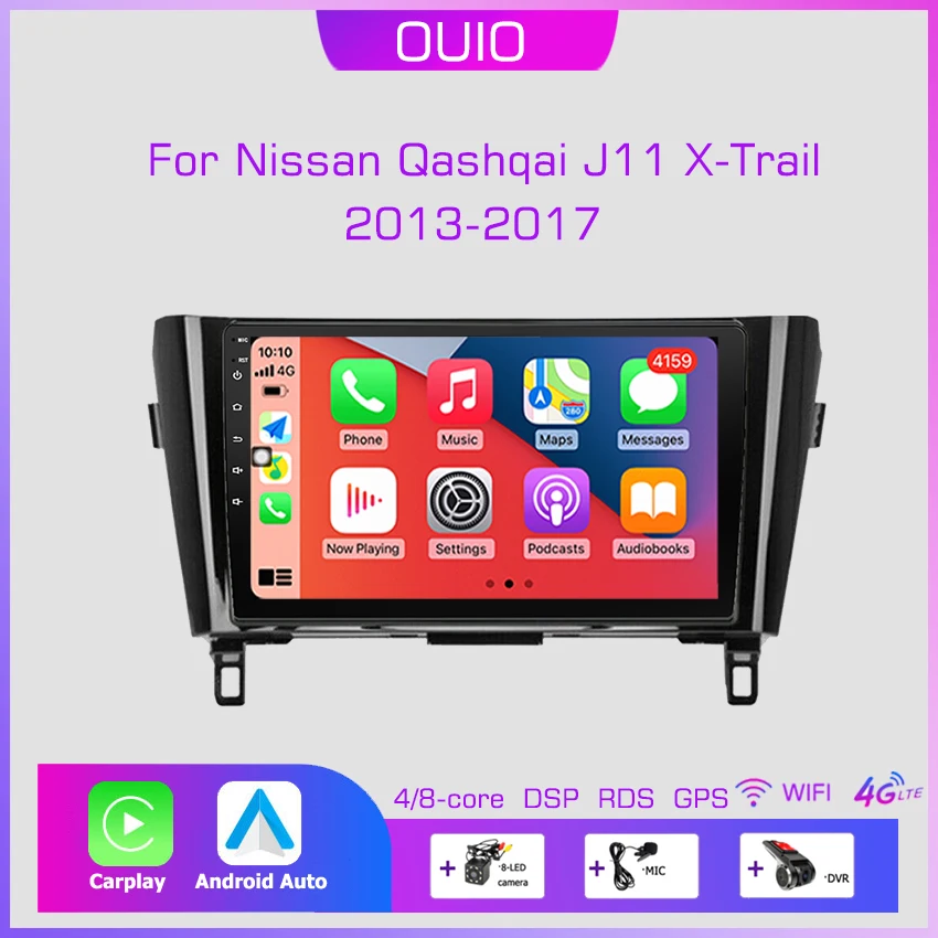 

2din Automotive multimedia player stereo Carplay Auto GPS Navigation For Nissan X-Trail Qashqai 2 T32 Qashqai J10 J11 2014-2019