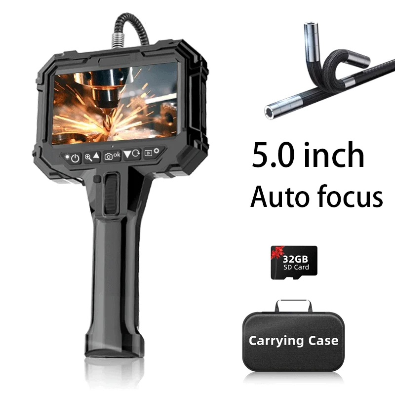 Articulating Borescope 1080P 5 Inch IPS Two Way 360° Steering Endoscope Camera 1/3/6m Stainless Steel Tube
