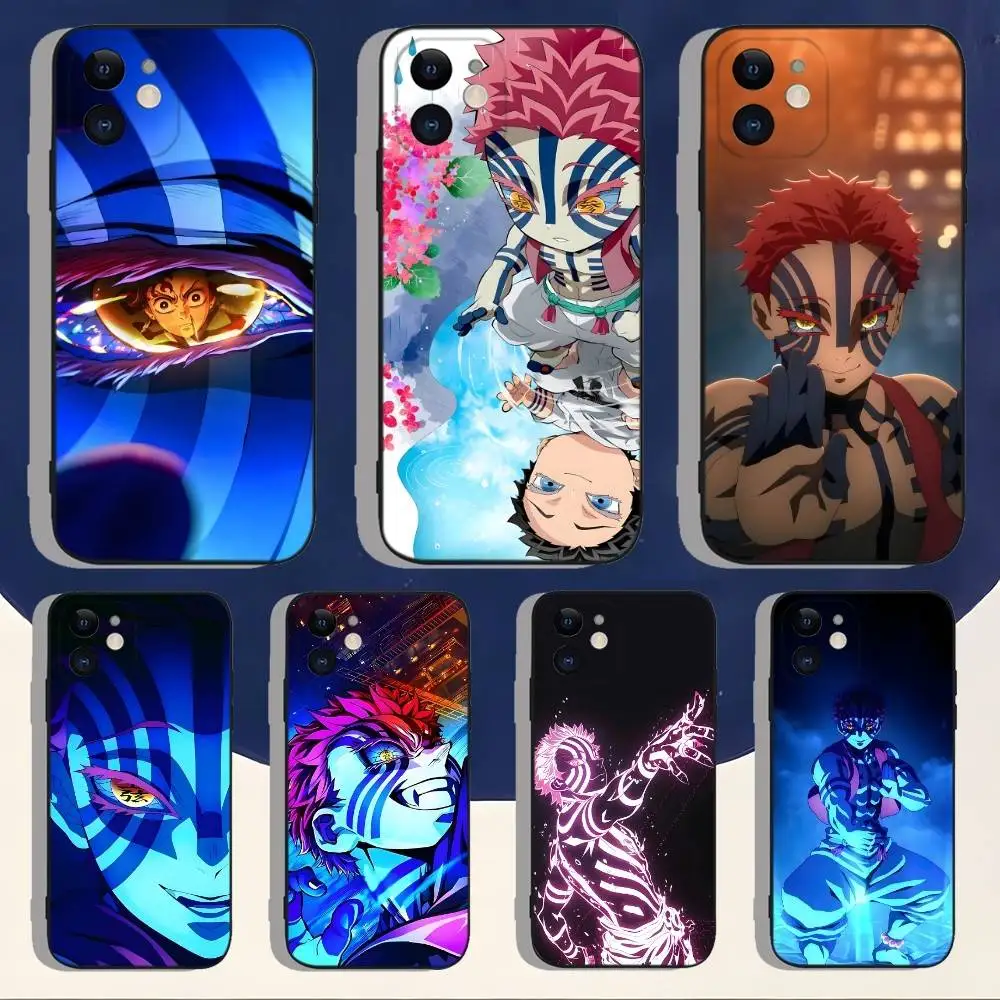 

D-Demon Akaza S-Slayer Phone Case For iPhone 17,16,15,14,13,12,11,Pro,Max,Plus,Air,X,XS,XR,SE,8,7,Mini,Soft Silicone Black Case