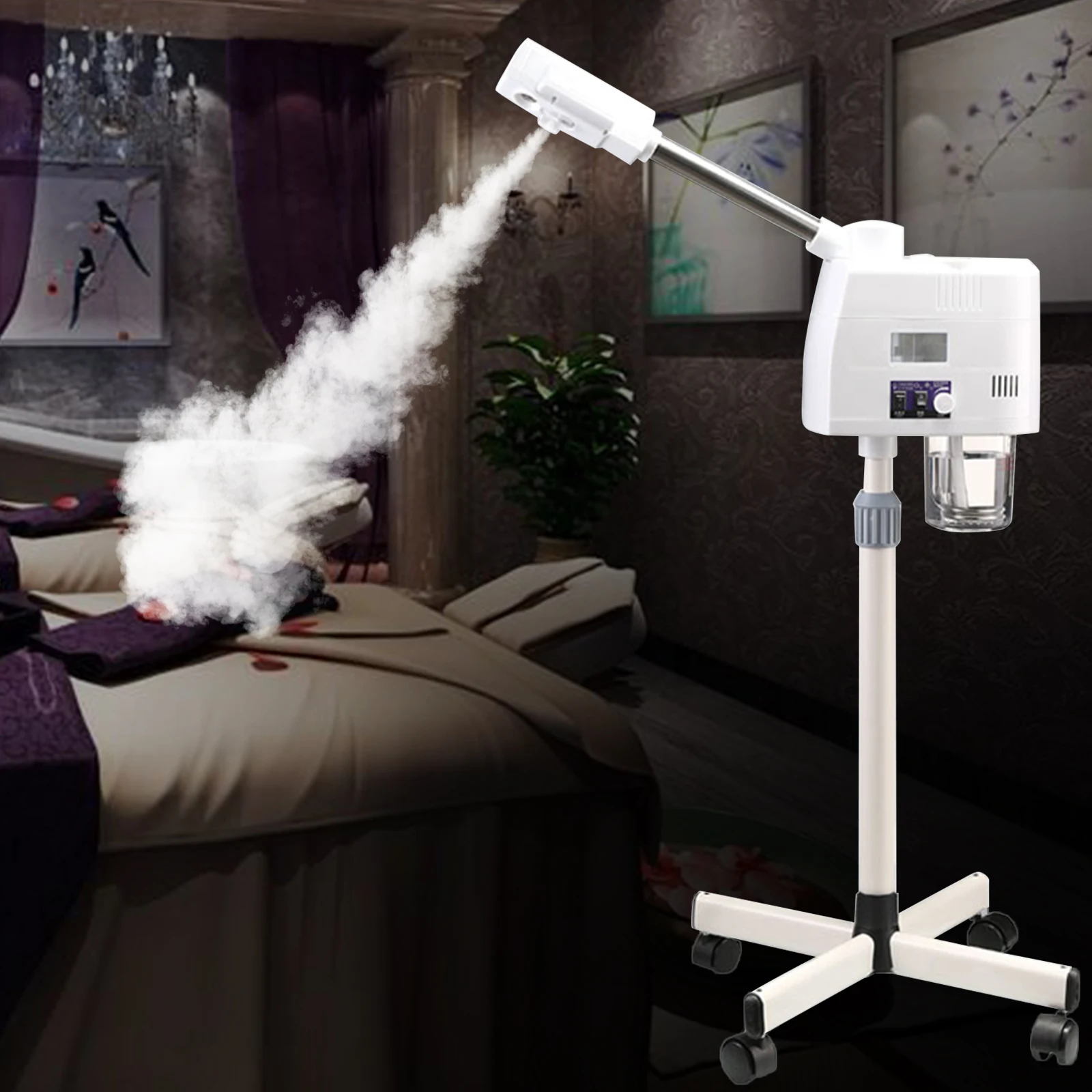 Standing Monotube Ozone Atomization Face Steamer Steam Machine Face Steamer Facial Multifunctional with 360 Degree Rotating