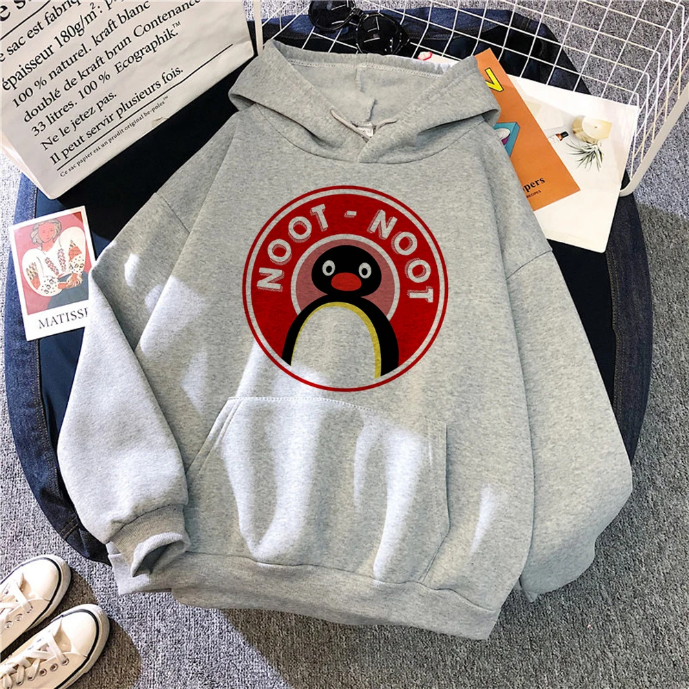 Pingu hoodies women anime Korean style Fleece y2k aesthetic sweater hoddies women gothic sweater