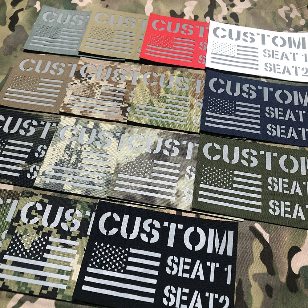 Custom Logo Laser Cut IR IFF Infrared Reflection Back Patch, Name Tapes, GrayLetters, Morale Tactics, Military Airsoft, 15cm