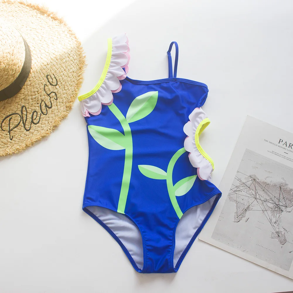 Girls Unique Printed Three-dimensional Flowers 2026 Summer New Swimwear Sunflower Girls One-piece Swimsuit