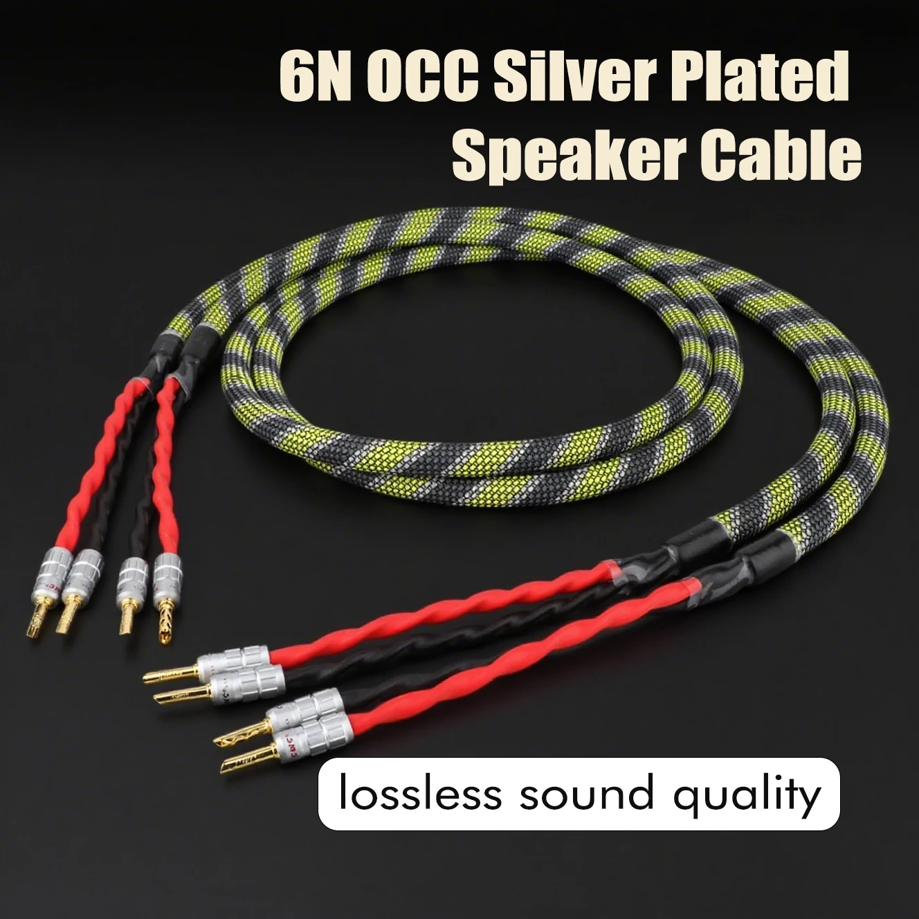 Pair Loudspeaker Cable LS-180 OCC Silver Plated Speaker Cable BFA Z type Gold plated Banana Plug Matched Left/Right