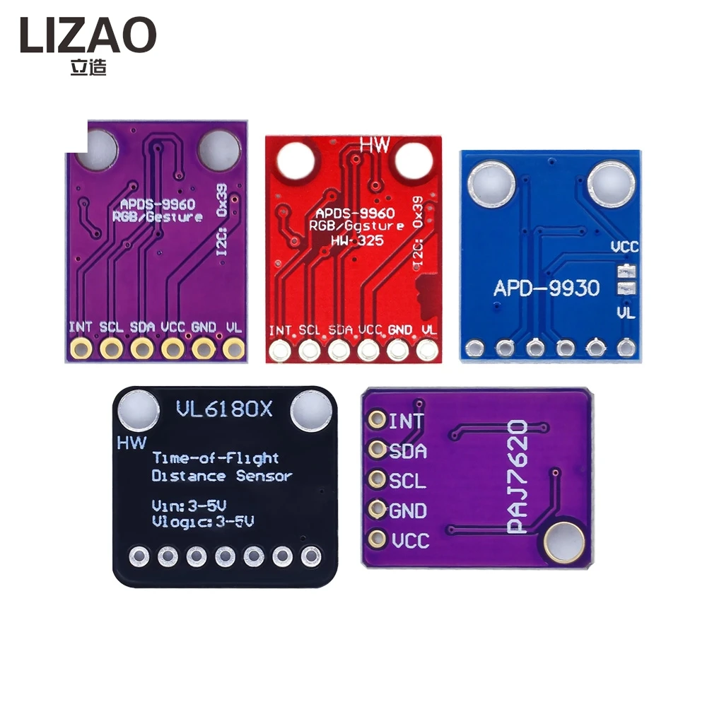 LIZAO PAJ7620U2 Gesture Sensor, 9 Gesture Recognition Module APDS-9960 VL6180X Optical Ranging Finder