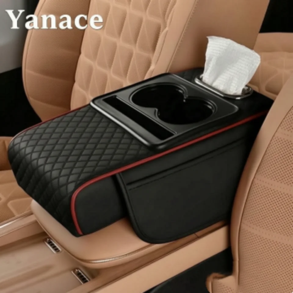 Organizador de Espaço entre Assentos de Carro Yanace com Porta-Copos, Bolsa de Armazenamento em Couro PU, Universal para Telefones e Chaves