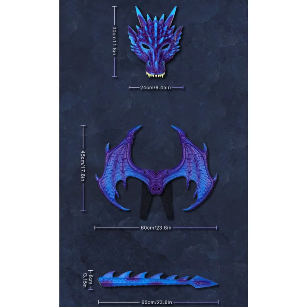 Halloween nieuwe verbeterde ultralichte drakenkostuumset - kinderfeestdecoratie met drakenmasker voor cosplay