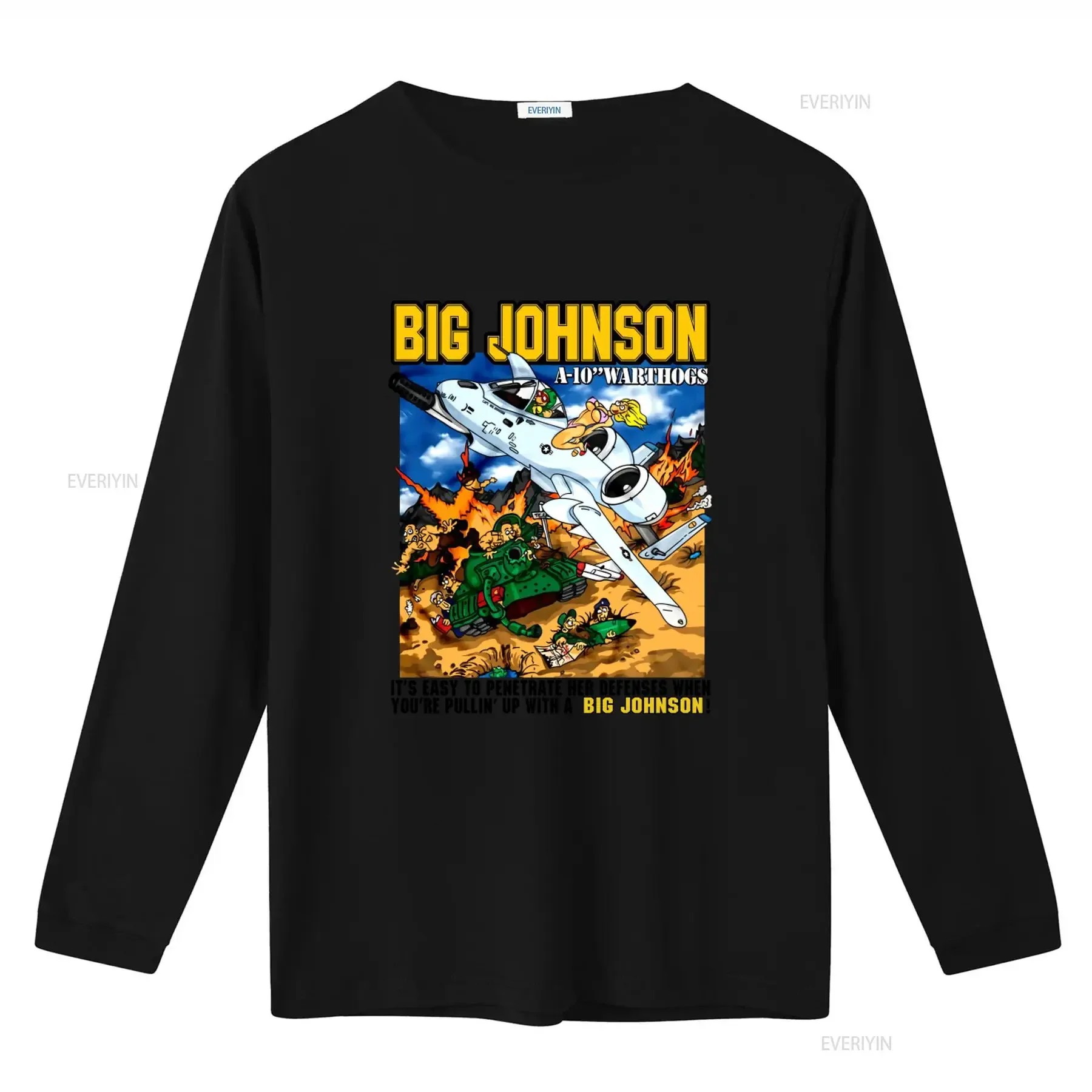 Big Johnson A 10 Warthogs Cartoon T Shirt Funny Military Aviation Design vintage Washed Casual Unisex Soft Breathable fashion