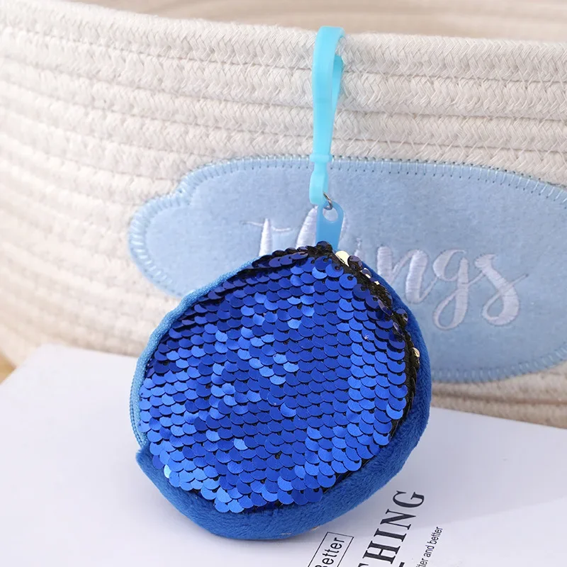 Cute Princess Sequins Circular Shape Baby Bag Solid Color Kid Coin Purse Zero Bags Shiny Children Shoulder HandBags Pendant