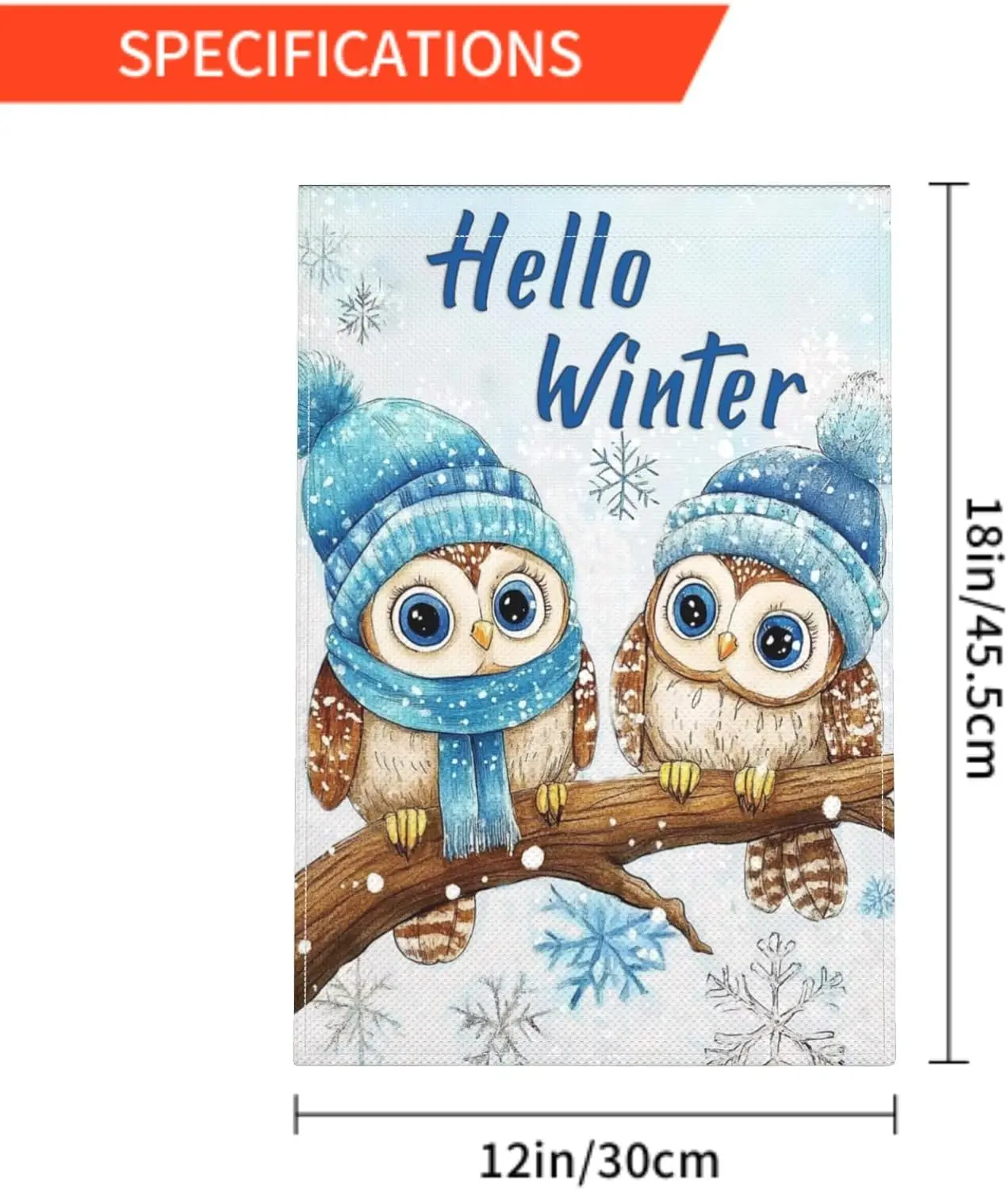 Hello Winter Owls Garden Flag Garden Flags Winter Snow Yard Flag Winter Snowflakes House Flags for Outside 12x18 Double Side zzo