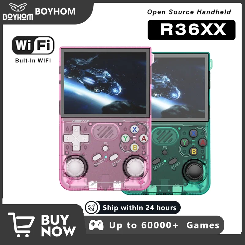 BOYHOM R36XX Retro Handheld Game Console 3.5 Inch IPS Screen 64GB/128GB/256GB WiFi NES SNES Game Boy Emulator ARKOS