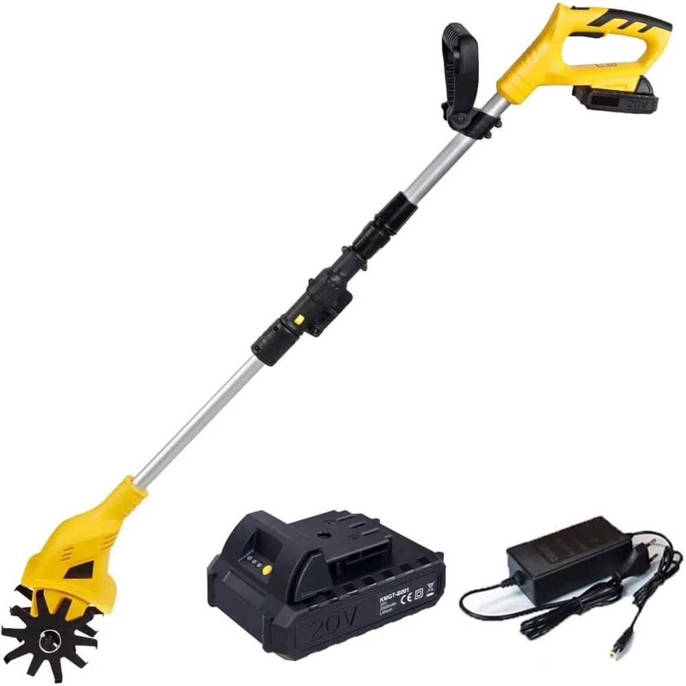

20 V Cordless Tiller Cultivator, 250 RPM Electric Rototiller for Gardening, 6.7" Deep x 4" Wide Cultivation, Battery Included (C