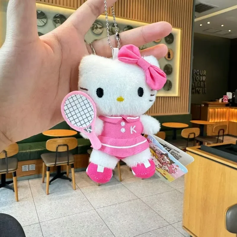 Sanrios Cartoon Anime New Tennis Series Cute Hellokittys Daniel Couple Bag Kawaii Girls Plush Pendant Keychain Decorative Gift