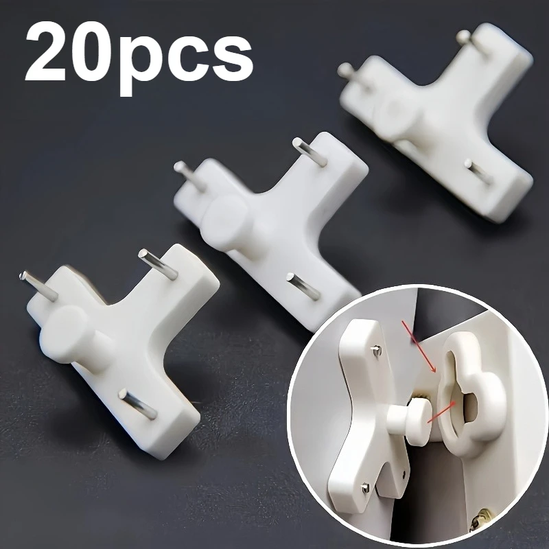 20/40Pcs T-shaped Traceless Invisible Wall Hooks, No-Damage Plastic Picture Hangers for Photo Frames, Paintings, Artworks