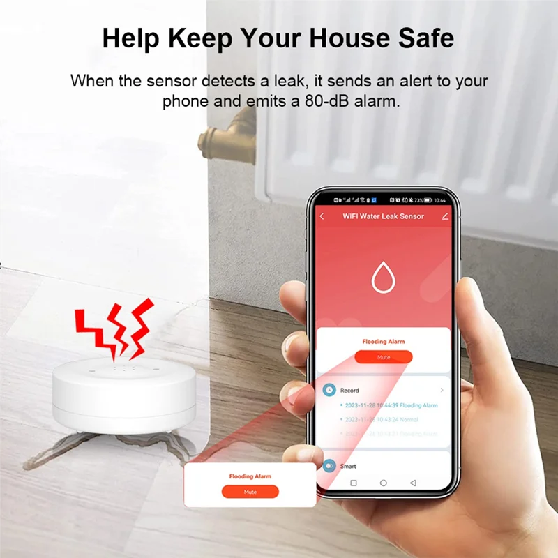 【Venta Flash】Sensor de fugas de agua Tuya Wifi Detector de fugas de inundación con alarma de sonido 80Db IP55 Sensor de agua impermeable Monitor remoto