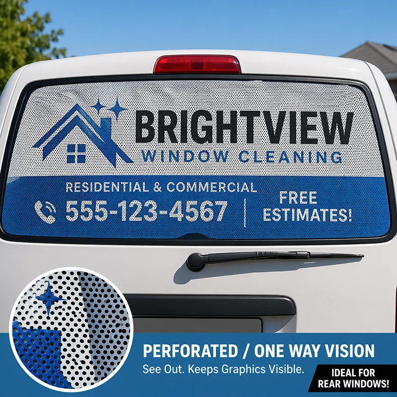 

Перфорированная наклейка на окно с односторонней видимостью для автомобиля, магазина, стеклянной двери, рекламы