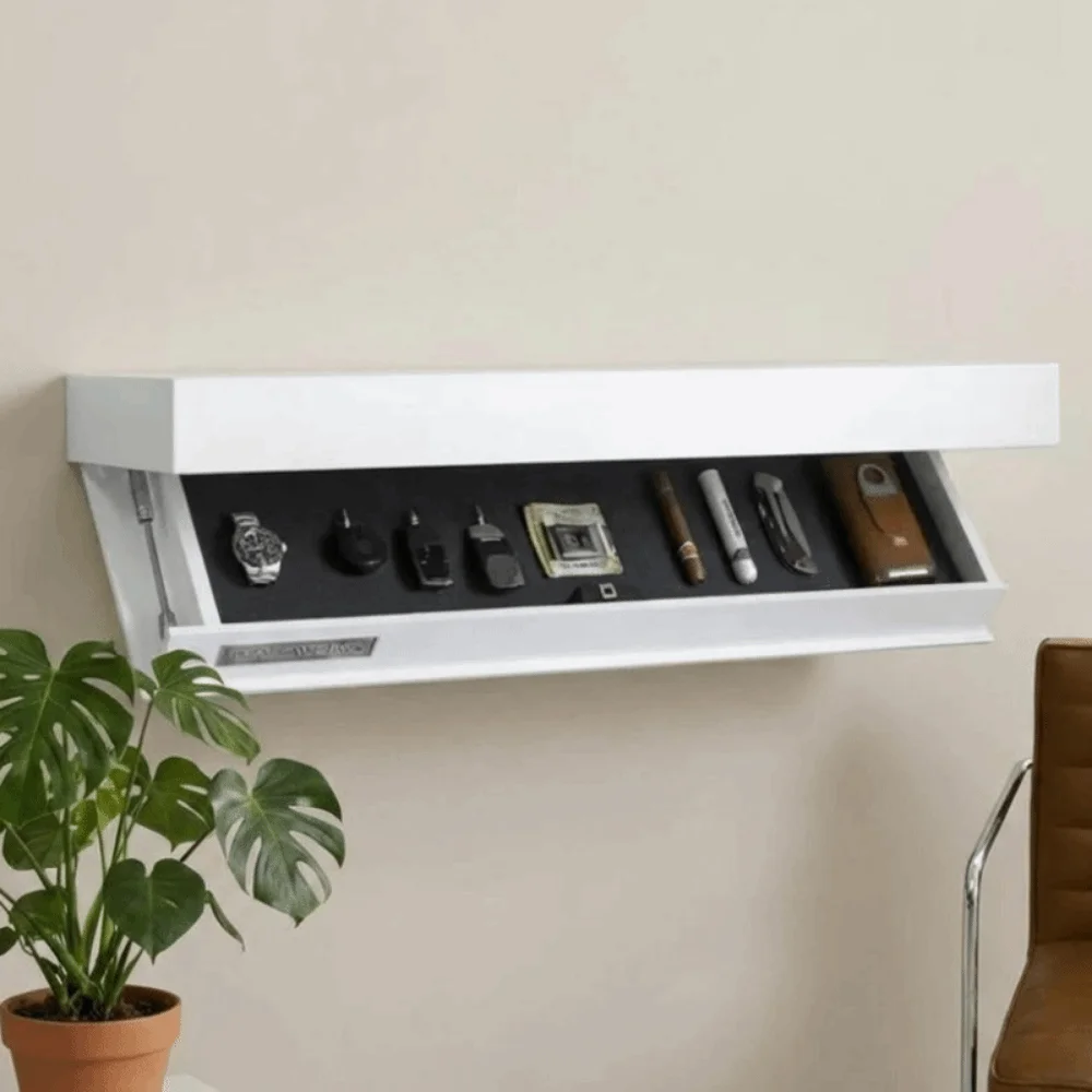 Solid Color Wooden Magic Flap Shelf Decorative Space Saving Concealed Floating Shelf with Secret Compartment Wall Mounted