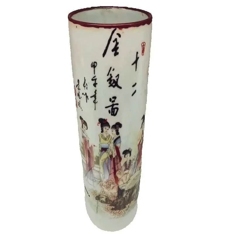 pastel-chinese-old-porcelain-vase-ancient-12-beauties-pattern-collectible-antique-decorative-home-decor