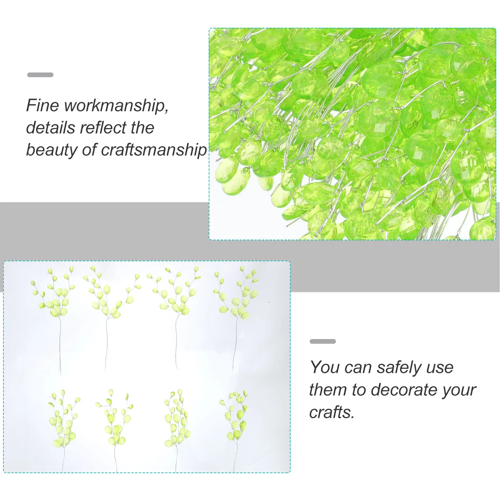 

Large Artificial Flower Acrylic Drop Wire Branch Tube Floral Design Supplies Green
