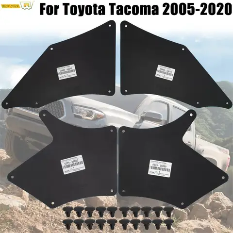 Резиновые вкладыши на крылья из ЭВА, брызговик для Toyota Tacoma 2005-2023, уплотнение фартука, брызговики, брызговики, юбка с фиксатором зажимов