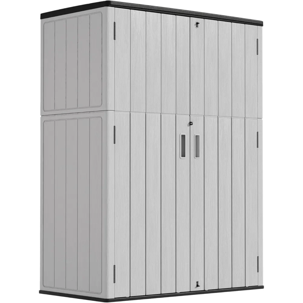 Cobertizos de almacenamiento verticales con piso, cobertizos y gabinete de almacenamiento exterior impermeable para almacenamiento en garaje, almacenamiento en piscina, cobertizo para bicicletas, Garde