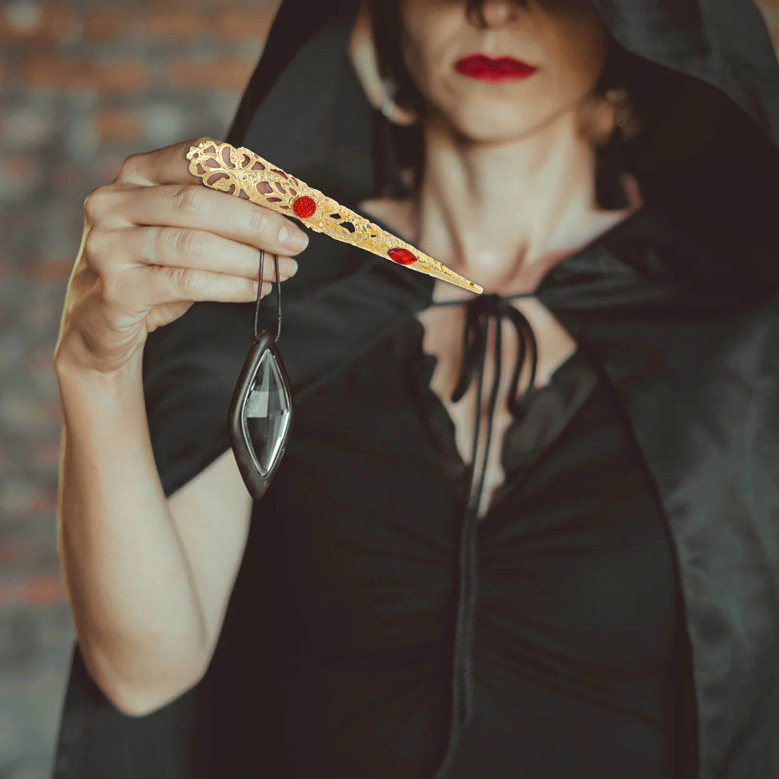 

10Pcs Gold Rhinestones Finger Nail Tips Long Fake Nail Rings for Performance Belly Dance Halloween Costume Accessories