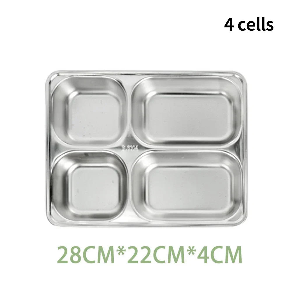 2/3/5/4 Section Stainless Steel Divided Dinner Tray Lunch Container Food Plate For School Lunch Serving Dishes Dinnerware