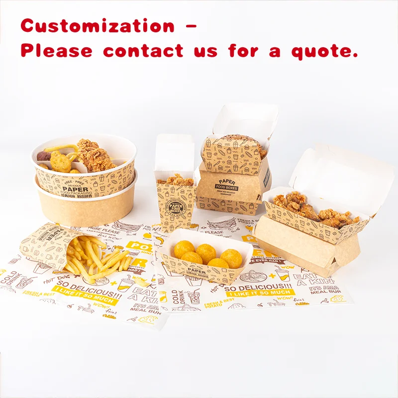 Caja de comida rápida de papel de calidad alimentaria personalizada LOKYO para ir a Hot Dog palomitas de maíz pollo pepita patatas fritas caja de hamburguesas